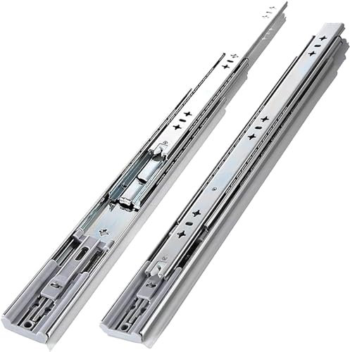 Schubladenschienen Mit Kugellagern Aus Metall, 1 Paar Schubladenschienen Für Küchenschränke Mit Dämpfern Mit Sanftem Schließmechanismus – Teleskop/Seitliche Montage/Vollauszug/Abnehmbar/2 Pcs/26Inch(6