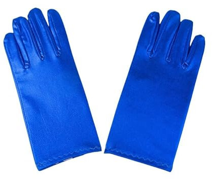 DyLyz Kurze Brauthandschuhe für Damen 2 Paar blau Handgelenklänge Klassische Vintage Gothic Punk Dehnhandschuhe Cosplay Opernparty Handschuhe für Party Halloween Kostüm Requisiten