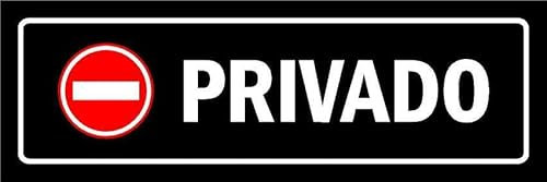Private. Black informational sign with 'no entry' pictogram SP052 - Self adhesive sticker (300mm x 100mm)