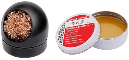 Lötpaste 50g mit Lötspitzenreiniger - Lötdocht, Flussmittel Lötpaste Keine Saubere Formulierung, Lötflusspaste für Mechaniker, Metall, Zinn, PC-Karten, Bauelemente