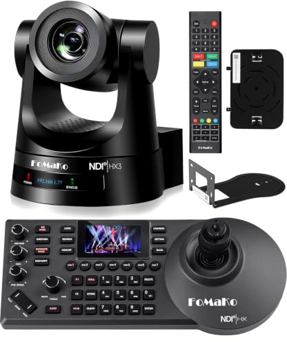 FoMaKo NDI HX3 PTZ Kamera Set, 30x Optischer Zoom KI-Auto-Tracking, mit 3G-SDI/HDMI/USB3.0/LAN(PoE), für YoTube vMix OBS Live Streaming, mit 1*KN30A Pro NDI Kamera +1*NDI PTZ Controller (BN301)