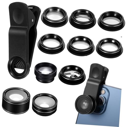 jojofuny Kit D'objectifs pour Téléphone Portable Noir, Lentille Macro et Grand Angle Portable en Alliage et TPU, Augmente Le Rapport Focal Optique, Compatible Caméras et Mobiles