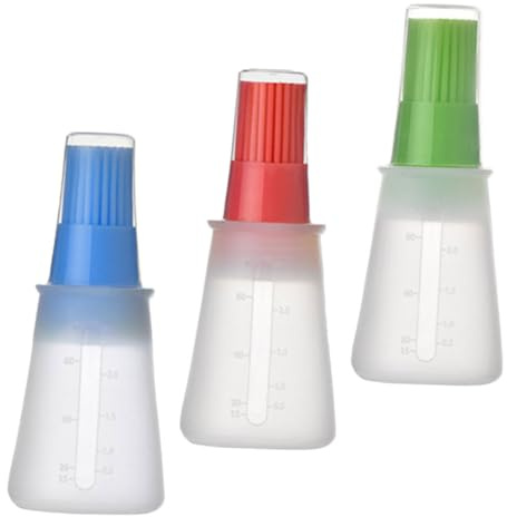Ciieeo 3pcs Silicone Oil Bottle Brush Heat Resistant for Cooking Oil Storage Bbq Grilling Kitchen Baking Lid Reusable Brush Bottle Dispenser
