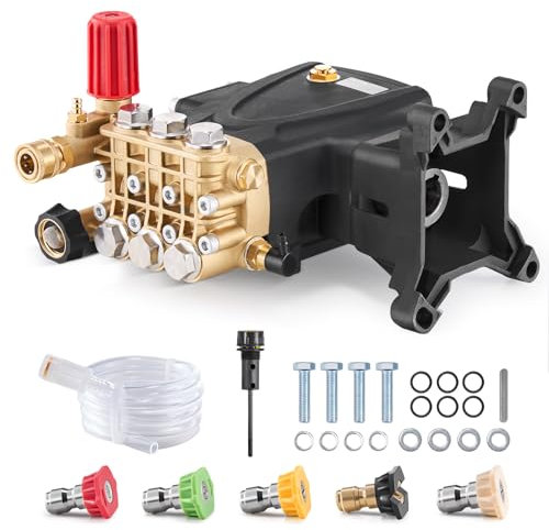 VEVOR Pompa per Idropulitrice, Stantuffo Orizzontale a Tripla Pompa, Albero 25,4 mm kit Pompe di Ricambio per Idropulitrice, 281,22 kgf/cm² 18,18 L/min Simpson MorFlex 40224, 40225, 40226, Santoprene