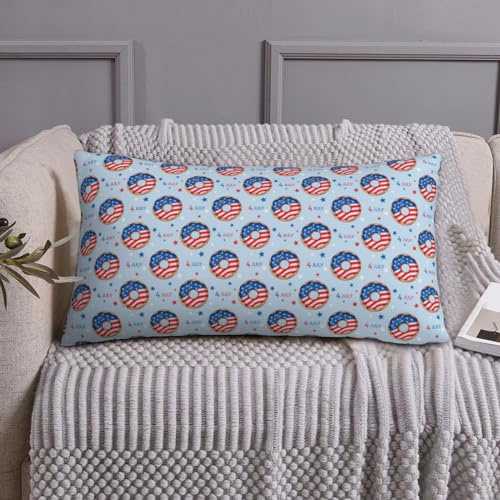 Federe per cuscino per letto super grande – 50,8 x 91,4 cm a forma di ciambella morbida con fodera in microfibra stampata a blocchi americani – fodere da viaggio di dimensioni standard con cerniera
