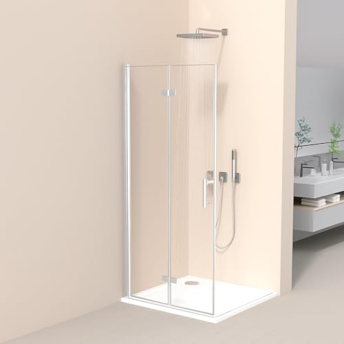 LEMMO Duschabtrennung Walk in 70-120x185cm Dusche Duschwand Doppel Faltbar Walk-in Duschabtrennung Walk in Dusche ESG Nano Glas (Klarglas, 70x185)