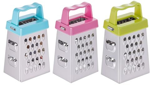 ElevateTech Mini Cheese Grater, 3Pcs Stainless Steel Box Grater with Handle Professional Cheese Slicer Grater for Kitchen Slicer Cheese Ginger Vegetable Multifunction Dishwasher Safe
