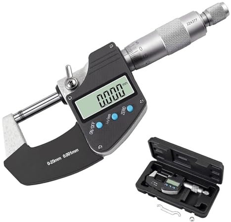 Bügelmessschraube, 0-25mm Digitaler Mikrometer Mit Skalenlinie Elektronischer Außenmikrometer 0,001mm Mikrometermessgerät, Hohe Präzision(25-50mm)