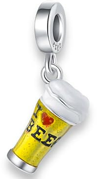 Streetculture I LOVE BEER - Chope à bière - Chope à bière - Carafe à bière - Pils - Breloque en argent sterling 925 - Accessoire pour bracelet à breloques