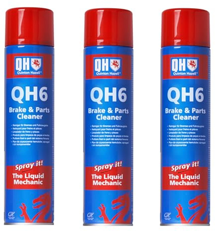 Quinton Hazell 3x 600ml The Liquid Mechanic QH6 Brake, Clutch & Parts Cleaner Spray - Heavy-Duty Car Cleaning Degreaser Eliminates Brake Squeal, Grease, Dust Lining, Oil and Waxes - 600 ml (Pack of 3)