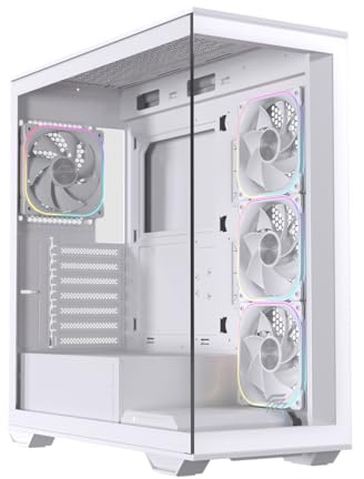 Einarex Prisma S700 RGB Caja de PC para Gaming, Soporte para 9 Ventiladores de 120mm, Refrigeración Líquida de 360mm (RGB Blanco)