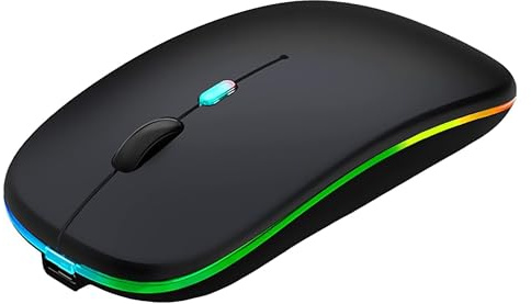 OPAX51 Souris optique sans fil rechargeable avec mini récepteur USB 2,4 GHz pour ordinateur portable, ordinateur portable, ordinateur portable, ordinateur portable, portable, portable, silencieux
