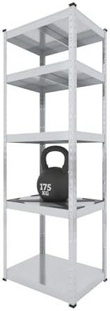 BAUSOKOL Schwerlastregal 180x60x40 cm, Verzinkt, 875kg Metall Böden | Tragkraft 875kg Lagerregal, Werkstattregal, Kellerregal, Schwerlastregal, Steckregal, Regal wand, Standregal, Kleines regal