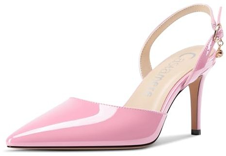 Castamere Donna Slingback Chiusa a Punta Spillo Tacco Heel Slip-on Dress da Matrimonio Casual Scarpe 8 CM Heels Rosa 38 EU
