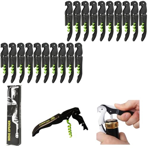 Wine Bottle Opener, 70G Thick Stainless Steel Double Hinge Key with Foil Cuttes for Waiters, Restaurant, Waiter, Professional Butt Puller Set of Openers (20 Pieces, Green)