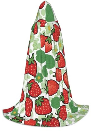 DUWAA Capa con capucha de Halloween con estampado de fresas, estilo medieval para fiestas de Navidad, disfraces de cosplay