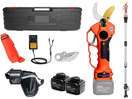 Forbici da Potatura Elettriche Potatore elettrico a batteria 25V 40mm Potatura Cesoia Efficiente Albero da frutto bonsai Rami Taglierina 12 ore di lavoro(Shears pole(Case))