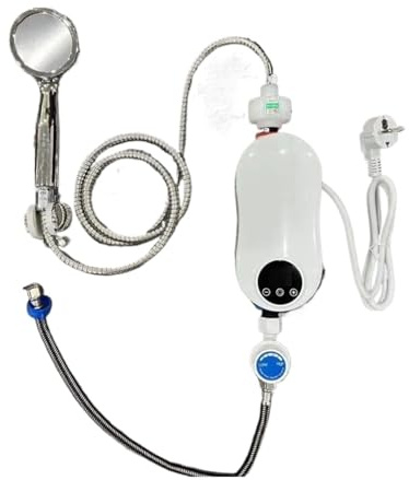 Calentador de agua eléctrico instantáneo, grifo ducha for baño, cocina, sin depósito, calentamiento rápido 5500W, protección contra sobretemperatura