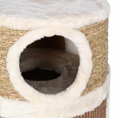 Generic Große Kratztonne für Katzen, 60 cm, Seegras, 3 Öffnungen, Plüsch, Lustiger Spielbereich, Geeignet für Große Katzen, Schärft Krallen, Schützt Möbel, Ultimativer Komfort für