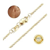 Adramata halskedja dam silver 925 utan hänge 1,2 mm lång O-kedja halskedja 14K guldpläterad/silver choker kedja för kvinnor män vattentät silverkedja guldkedja 41/51/56/61/66 cm, Silver