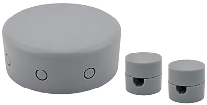 Kit de suspension pour lampes avec baldaquin et boîte de distribution, support de câble, boîte de recouvrement, kit avec 1 boîte de distribution et 2 broches de plafond (gris, plastique, non étanche)