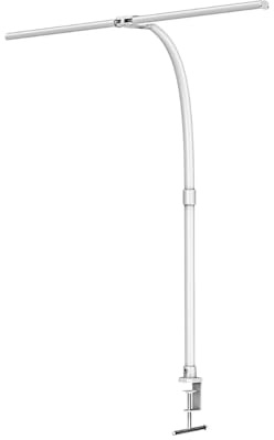 LUXULA LED Doppelkopf Schreibtischlampe, klemmbar, dimmbar, 5 Farbtemperaturen, flexibel einstellbar, 24W, 800lm, weiß - Tischleuchte Bürolampe Monitorlampe Büro Arbeitsplatz