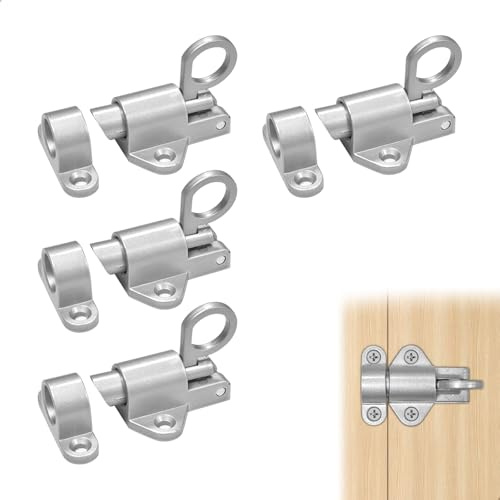 Chiavistello Porta per Aerei Primavera,Serratura Porta Interna Alluminio Massiccio,Catenaccio Portas,Gancio Portas per Porte in Legno,Finestre Scorrevoli,Finestre Battente,Armadi,4 Pezzi Argento