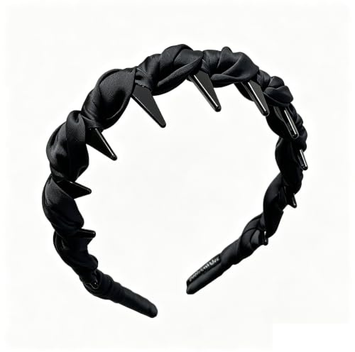 Elastische Haarreif für Damen, Antirutsch Haarschmuck mit Verschiedenen Designs (Perlen, Zähnen, Farbverlauf & Geflochten), Weiche Haarband für Alltag, Party, Make-up und Pflege (Schwarz)