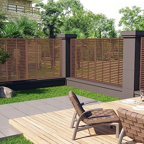 Tonture Valla de láminas WPC, 180 x 180 cm, marrón, protección visual, valla de jardín, resistente a la intemperie, cortavientos, terraza, delimitación, duradera, plástico, madera, metal