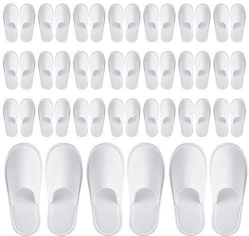24 Paar Weiße Hotelslipper, Einwegslipper, Gästehausschuhe, Geschlossen, Rutschfest, Unisex, Für Hotel, Spa, Zuhause, Gäste, Schuhgröße 42 bis 43