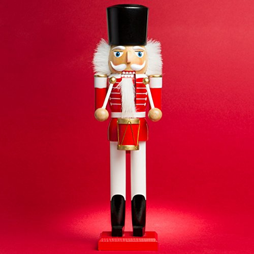 SIKORA NK-A Deko Nussknacker Figur aus Holz Verschiedene Motive 2 Größen, Farbe/Modell:A01 rot - Trommler, Größe:Höhe ca. 28 cm
