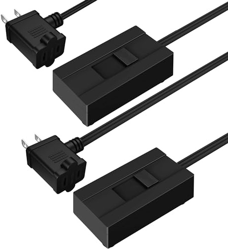 TOPGREENER Table-Top Plug in Dimmer for Table or Floor Lamps, Slide Control, Works with 360 Watt Incandescent and 150 Watt Dimmable CFL/LED, Off at Lowest dim, 6ft Cord, TGTTDL300-BK, Black, 2 Pack