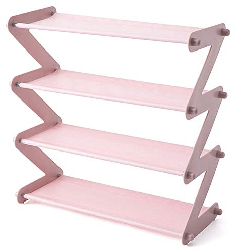 Venus valink Tessuto Non Acciaio Inox Pieghevole Scarpiera, Scarpe Ripiani Organizer Portaoggetti, Multi Strato Assemblato Sostegno, Soggiorno Camera da Letto Entryway Conservazione Mensola - Rosa
