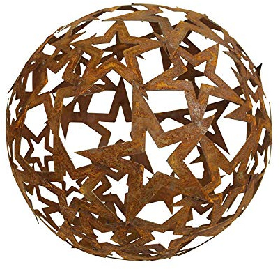 Bornhöft Stern Kugel Metall Rost Gartendeko Edelrost rostige Gartendeko 30cm Sternenkugel