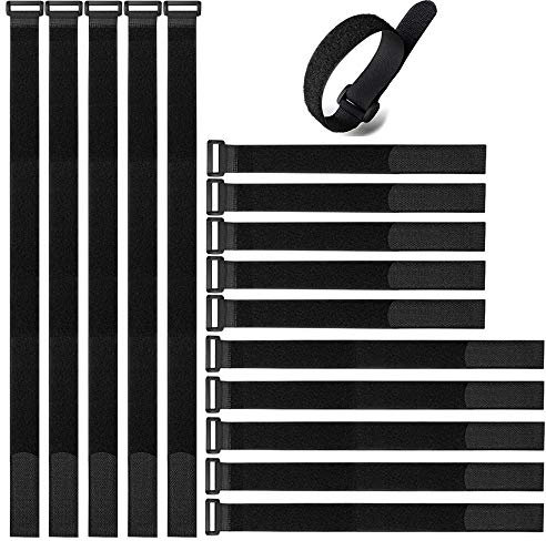 Aiqeer 30 Stück Schwarz Klett Kabelbinder Set, Multifunktional Klettbänder, Wiederverwendbare Klettband, kabelklett klettbinder (20 cm, 30 cm, 40 cm)