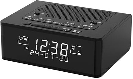 iTOMA Sveglia radio DAB e FM con 40 stazioni preimpostate, display LCD dimmerabile, doppia sveglia con pulsante ON/OFF, snooze, Bluetooth 525