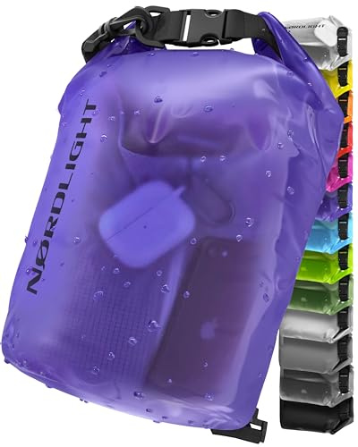 Nordlight Dry Bag 5L Wasserdichter Beutel - (Lila) Wasserdichter Packsack Mit Roll Top Verschluss Und Schultergurt | Schwimmen, Baden, Strand, Kanu, Stand Up Paddling, Tauchen