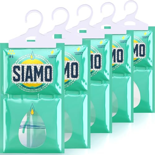 Siamo 5 Pack Sacchetti Deumidificatori Antimuffa Per Armadio, Casa, Assorbi Umidità In Armadi, Cucine, Seminterrati, Camper #1 in deumidificatori Eliminare Odore Sgradevole Funziona e Basta