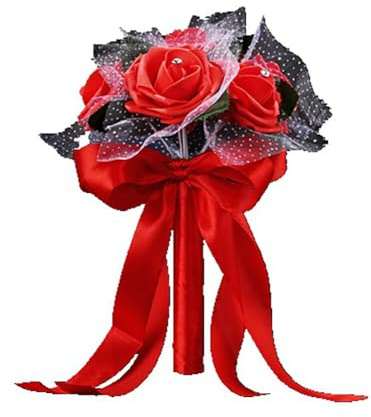 Bouquet Sposa, Matrimonio Bouquet Artificiale Finto Fiore Rosa da Sposa Fiori Sposa Damigella Mani Tiene Bouquet con Strass Festa Matrimonio Forniture