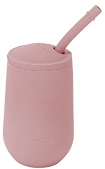 ezpz Happy Cup 24 mesi + Bicchiere da allenamento per bambini piccoli con coperchio e cannuccia 100% silicone disegnato da uno specialista in alimentazione pediatrica. Rosa
