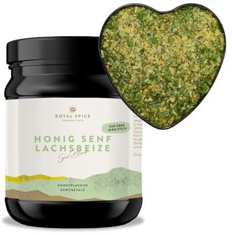 Royal Spice Lachsbeize Honig Senf 750g - Lachs Beize Trockenmarinade - Aromatische Honignote mit knackigem Senf - Einfache Anwendung & Perfekte Ergebnisse auch ohne Räuchern
