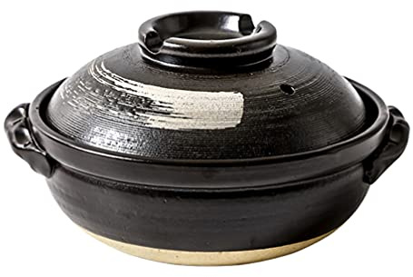 Angoily Cazuela de cerámica antiadherente para horno, olla de cerámica, olla de barro con tapa, olla de sopa de porcelana para cocinar, guiso, sopa de vapor, resistente al calor (900 ml)