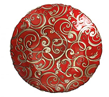 BRANDANI - Centrotavola Piatto Ciotola Filo d'oro Rosso 40 cm Vetro 52743