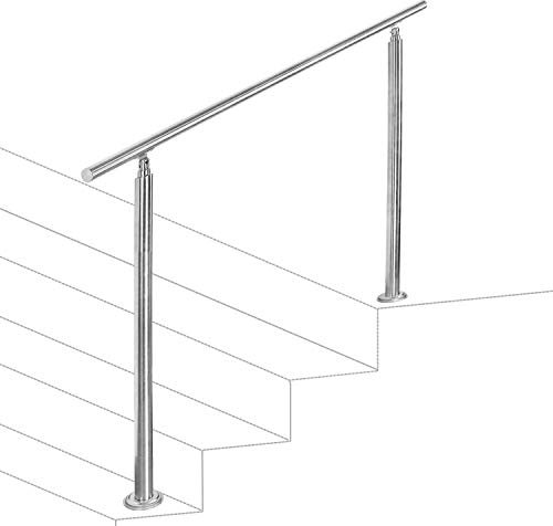 Vigevee Geländer Edelstahl Handlauf Treppengeländer 100 cm Innen und Außen，ohne Querstreben, mit Zubehör，fürTreppen, Brüstung, Balkon