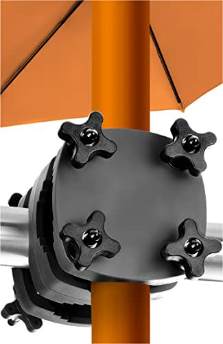 4smile Sonnenschirmhalter Balkongeländer SunnyGuy, Schwarz - Bombensichere, universelle Sonnenschirm Halterung Balkon - Kompakte Schirmhalterung Balkongeländer ersetzt Sonnenschirmständer Balkon