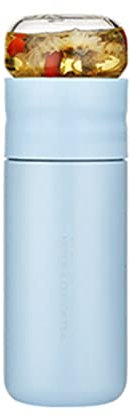 BYYLECL Isolierbecher mit Filter, Edelstahl-Tee-Ei, 300 ml, Teeflasche mit Glas-Infuser, trennt Tee und Wasser, Blau