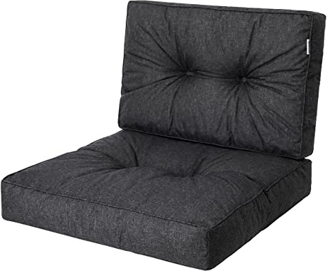 Utomhuskudde KAJA 68 x 68 cm, svart – bekväm sittdyna för trädgårdsmöbler, balkong och hollywoodgunga | pallkudde och stolkudde för inomhus och utomhus