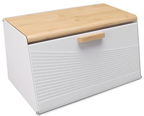 Portapane per Cucina, Portapane in Ferro Trapezoidale di Grande capacità per Forno (Bianco)