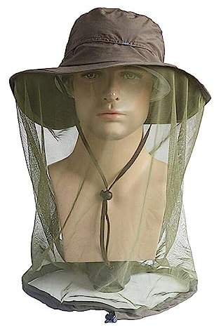 Wudaizhi Moskito Kopfnetz Hut Leichtes Gesichtsnetzkopfabdeckung Für Bienen Im Freien Mücken Fliegenkopf Schleier Net Imkere Gesichtsschutzhut (ArmyGreen)