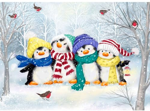 NAIMOER Diamond Painting Weihnachten, Diamant Painting Erwachsene Pinguine Diamond Painting Erwachsene Bilder Winter Diamant Painting Kinder 5D Diamant Malerei Stickerei für Home Décor(30x40cm)